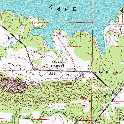 Topographic Map of Norris Chapel, AR