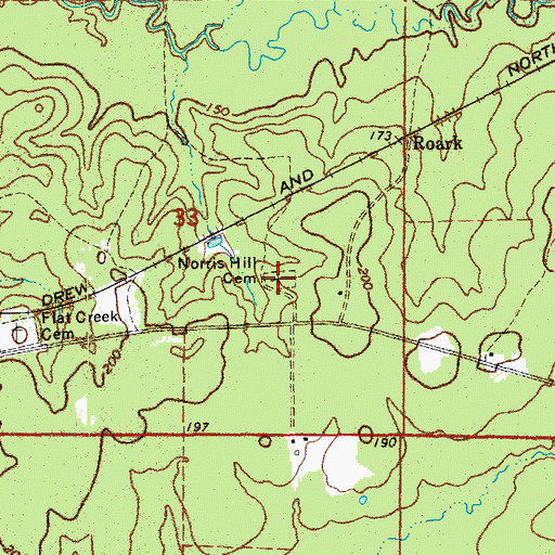 Topographic Map of Norris Hill Cemetery, AR