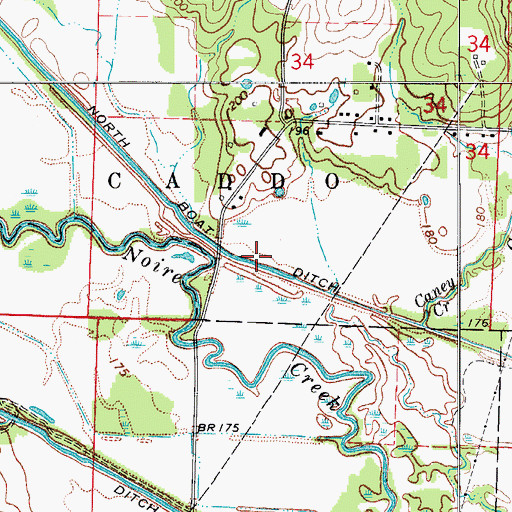 Topographic Map of North Boat Ditch, AR