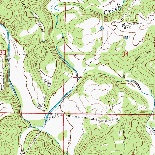Topographic Map of North Brushy Creek, AR