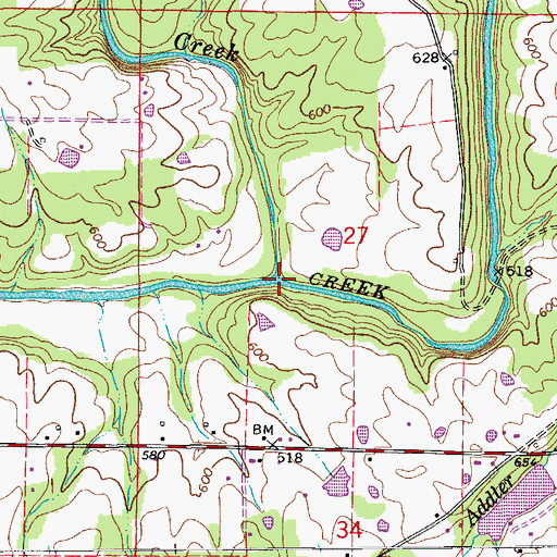 Topographic Map of North Fork Cadron Creek, AR