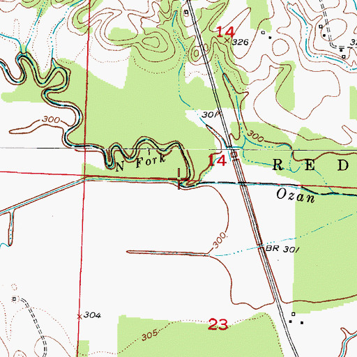 Topographic Map of North Fork Ozan Creek, AR