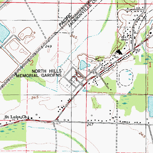 Topographic Map of North Hills Memorial Gardens, AR
