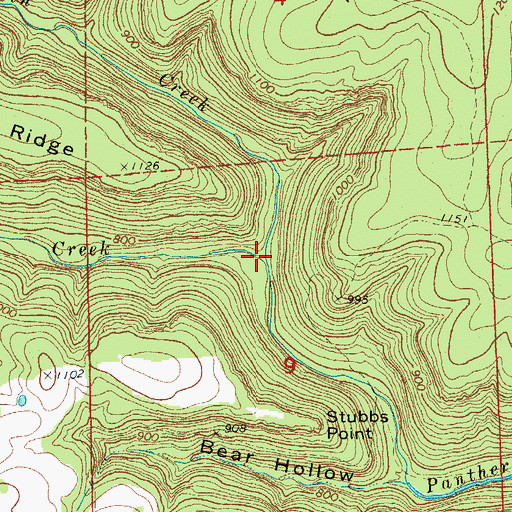 Topographic Map of North Panther Skin Creek, AR