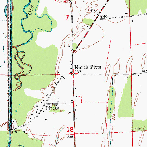 Topographic Map of North Pitts, AR