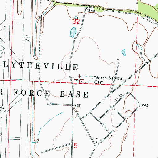Topographic Map of North Sawba Cemetery, AR
