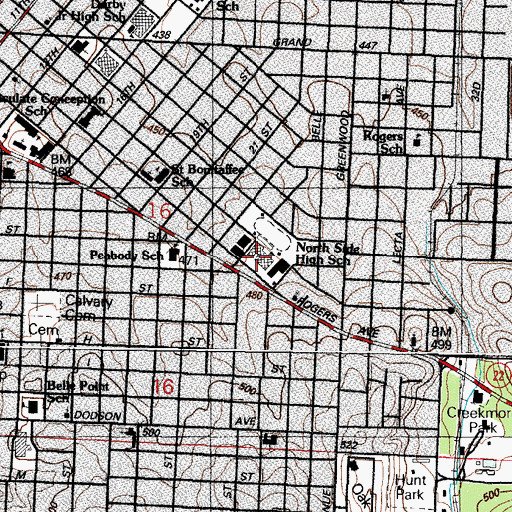 Topographic Map of North Side High School, AR