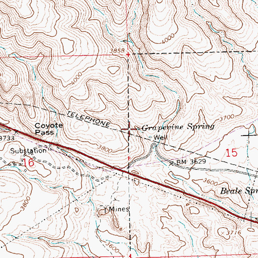 Topographic Map of Grapevine Spring, AZ