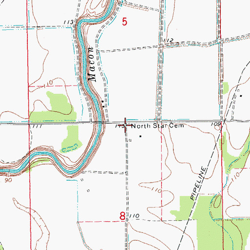 Topographic Map of North Star Cemetery, AR
