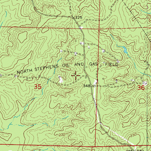 Topographic Map of North Stephens Oil and Gas Field, AR