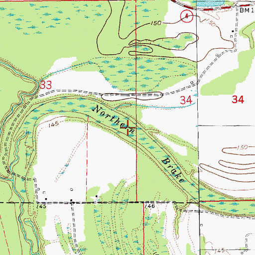 Topographic Map of Northern Brake, AR