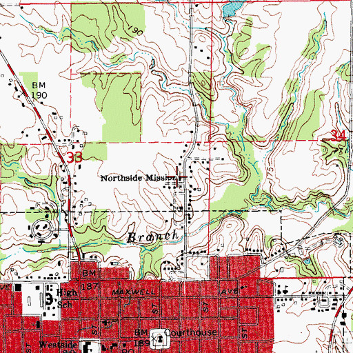 Topographic Map of Northside Mission, AR