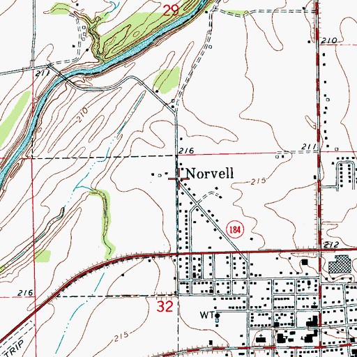 Topographic Map of Norvell, AR