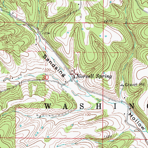 Topographic Map of Norvell Spring, AR