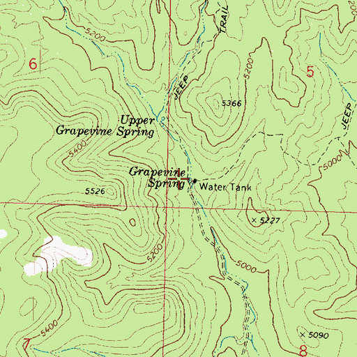 Topographic Map of Grapevine Spring, AZ