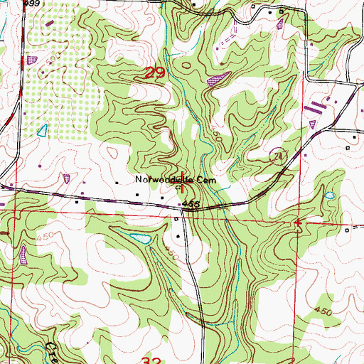 Topographic Map of Norwoodville Cemetery, AR