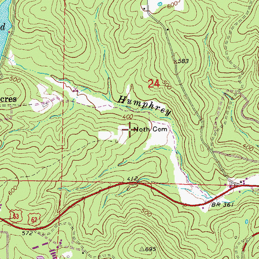 Topographic Map of Noth Cemetery, AR