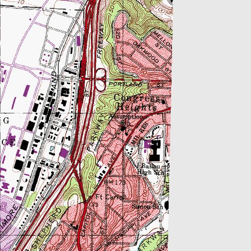 Topographic Map of Assumption Elementary School, DC