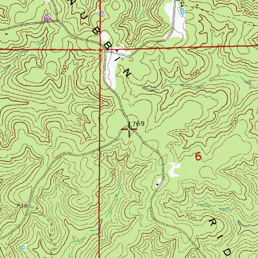 Topographic Map of Nubbin Ridge, AR