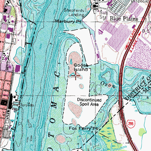 Topographic Map of Goose Island, DC