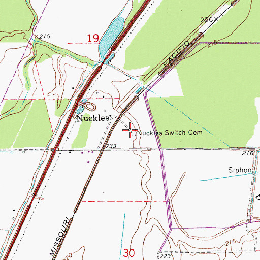 Topographic Map of Nuckles Switch Cemetery, AR