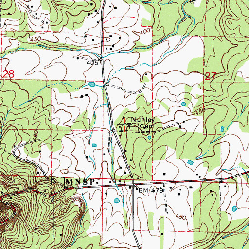 Topographic Map of Nunley Cemetery, AR