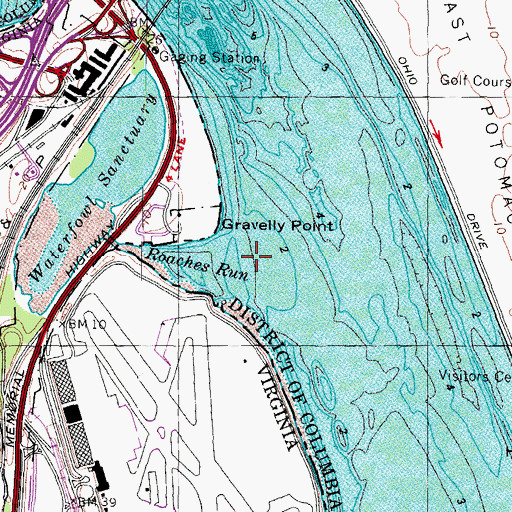 Topographic Map of Roaches Run, DC