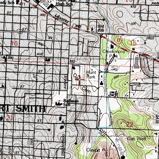 Topographic Map of Oak Cemetery, AR