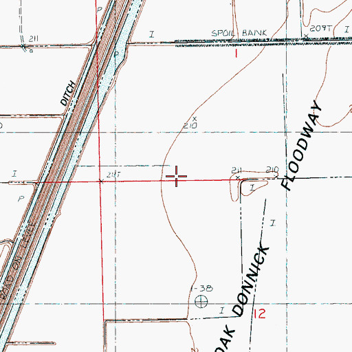 Topographic Map of Oak Donnick Floodway, AR