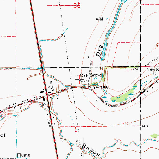 Topographic Map of Oak Grove Cemetery, AR