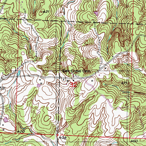 Topographic Map of Oak Grove Cemetery, AR