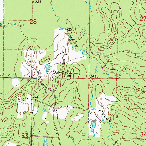 Topographic Map of Oak Grove Cemetery, AR