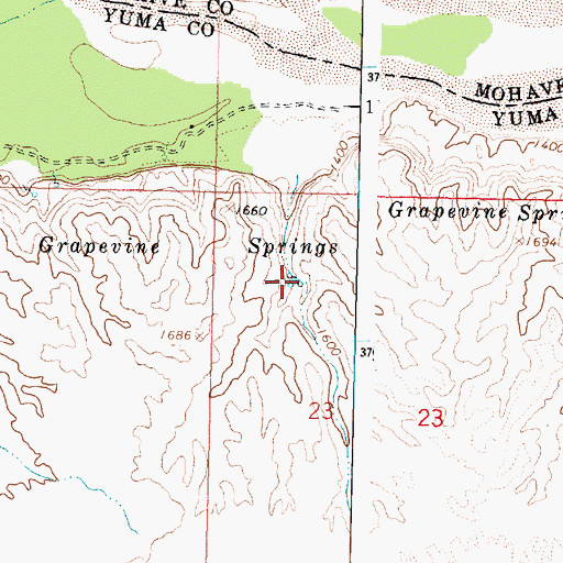 Topographic Map of Grapevine Springs, AZ