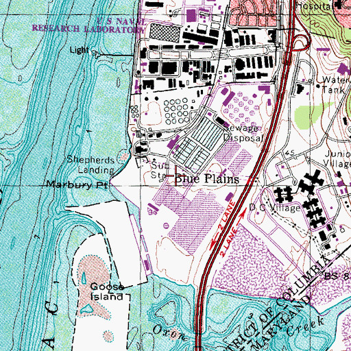 Topographic Map of Blue Plains, DC