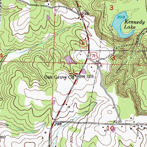 Topographic Map of Oak Grove Church, AR