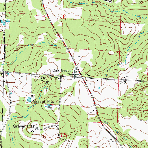 Topographic Map of Oak Grove Church, AR