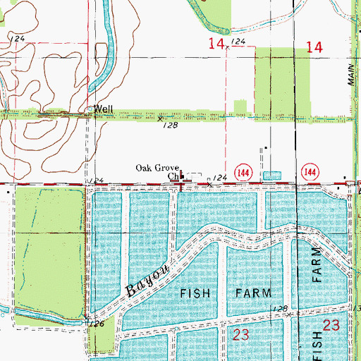 Topographic Map of Oak Grove Church, AR