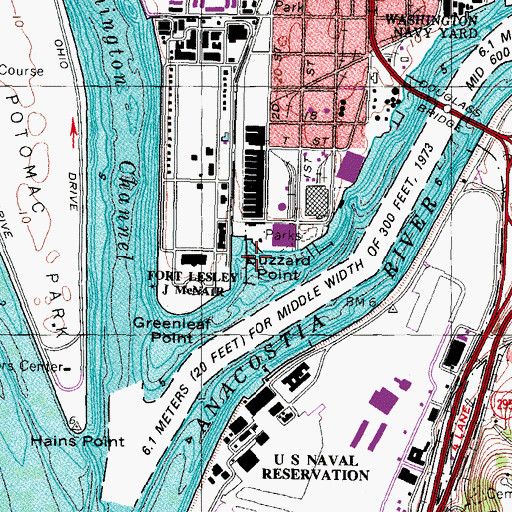 Topographic Map of James Creek Marina, DC