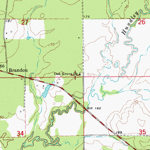 Topographic Map of Oak Grove Church, AR