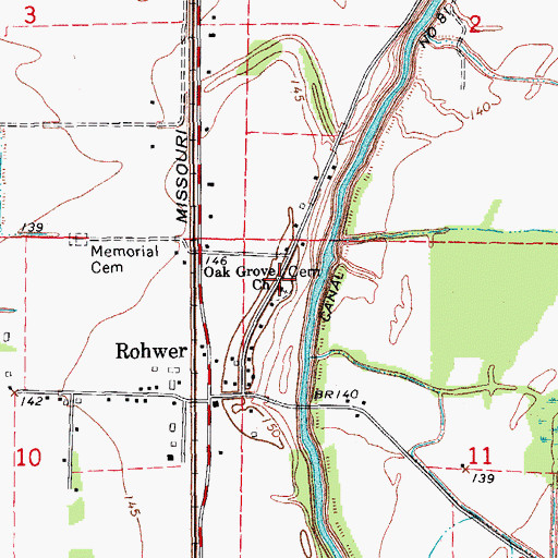Topographic Map of Oak Grove Church, AR