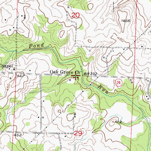 Topographic Map of Oak Grove Church, AR