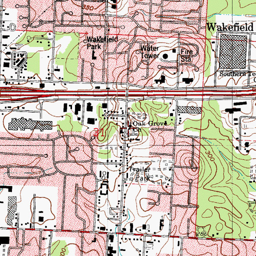 Topographic Map of Oak Grove Church, AR