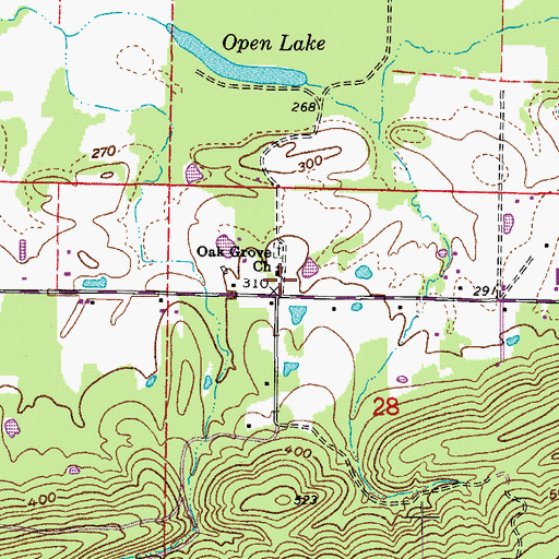 Topographic Map of Oak Grove Church, AR