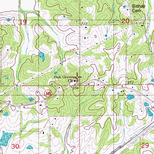 Topographic Map of Oak Grove Church, AR