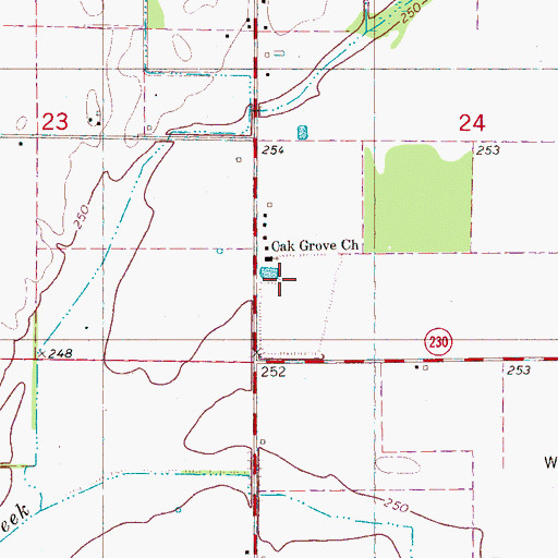 Topographic Map of Oak Grove Church, AR