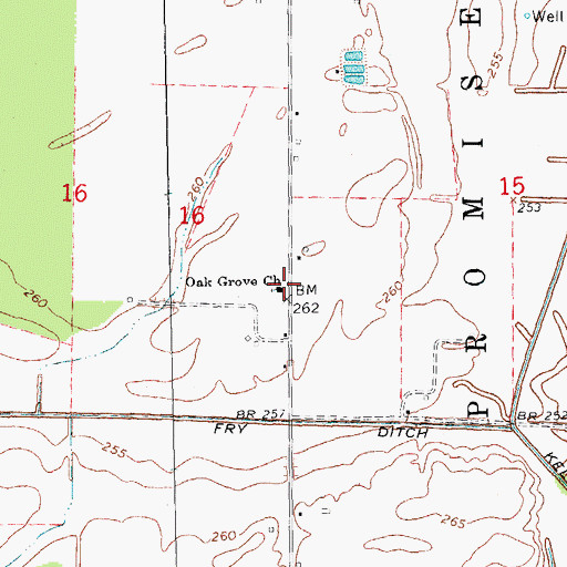 Topographic Map of Oak Grove Church, AR