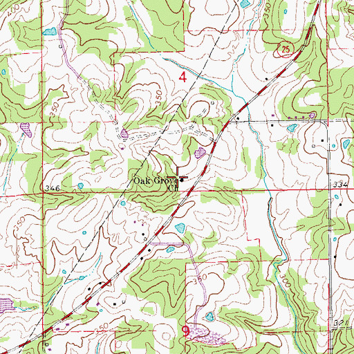 Topographic Map of Oak Grove Church, AR