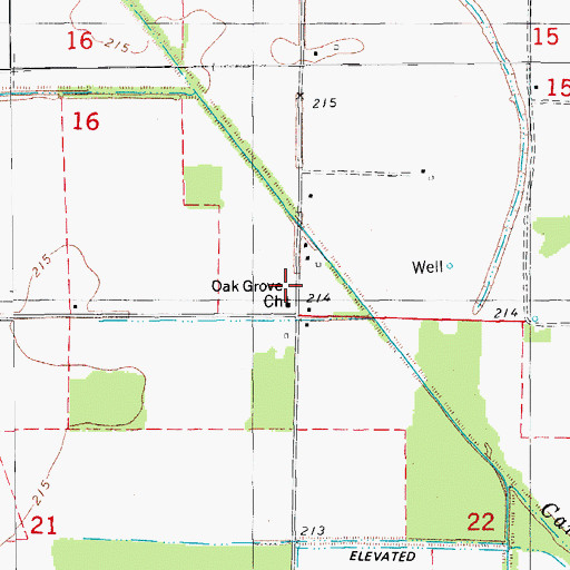 Topographic Map of Oak Grove School, AR