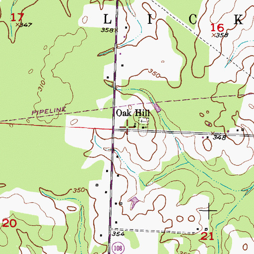 Topographic Map of Oak Hill, AR