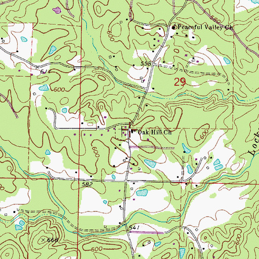 Topographic Map of Oak Hill Church, AR